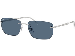Ray-Ban RB3768 003/80 Ανδρικά Γυαλιά Ηλίου Τετράγωνα Μεταλλικά Ασημί με Μπλε Φακό