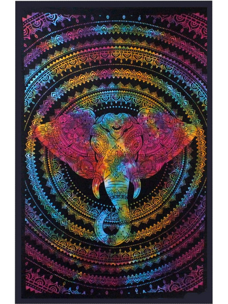 Single Cotton Bedspread + Wall Hanging - Elephant Head 130cm x 200cm