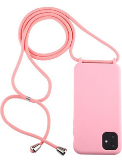Θήκη Σιλικόνης Candy Color TPU με Κορδόνι για iPhone 11 - Ανοιχτό Ροζ