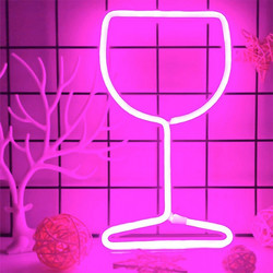 Διακοσμητικό Neon LED Φωτιστικό Ποτήρι Κρασιού Decoration Lamp Wine Glass 26x14 cm