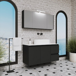 Έπιπλο μπάνιου βάση λάκα και πάγκο solid surface Plasma 120 Faturini Χωρίς νιπτήρα