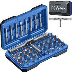 PCWork PCW08K Σετ καστάνιας ακριβείας με 40 ανταλλακτικές μύτες, εργονομική λαβή και μαγνητική θήκη μεταφοράς