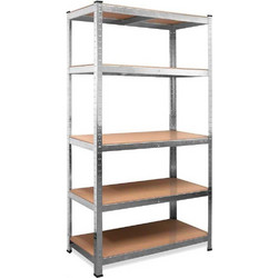BAKAJI Ράφι 5 Επιπέδων Μεταλλικό και Ξύλινο 180x90cm Βαρέως Τύπου Γαλβανισμένη Ραφιέρα 02825057