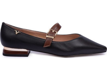 BALLET FLAT WITH STRAP V1969 BLACK/BROWN