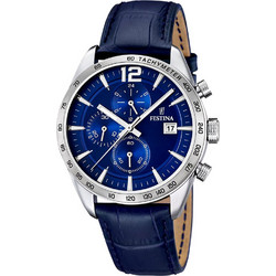 Festina Ανδρικό Ρολόι Χρονογράφος με Μπλε Δερμάτινο Λουράκι F16760/3
