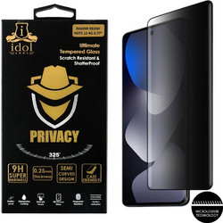 Idol 1991 Privacy Antispy Tempered Glass Xiaomi Redmi Note 15 4G 6.77in 9H 0.25mm 3D Semi Curved Edge Glue BLACK