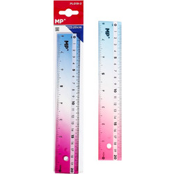 MP πλαστικός χάρακας PL019-2, 8"/20cm, διάφανος/πολύχρωμος