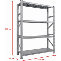 Metalsistem Dexion Γαλβανιζέ Ραφιέρα 120x32x200cm Αντοχή 160kg / Ράφι με 4 Ράφια