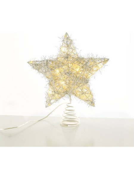 AcaLight Offer ΚΟΡΥΦΗ ΔΕΝΤΡΟΥ ΑΣΤΕΡΙ ΑΣΗΜΙ ΚΥΡΤΟ 20 MINI LED ΘΕΡΜΟ ΛΕΥΚΟ ΜΠΑΤΑΡΙΑΣ 3xAA IP20 230x50x200mm