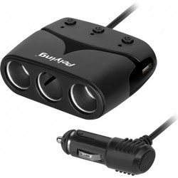 Splitter αναπτήρα αυτοκινήτου 1 σε 3 με καλώδιο και 2xUSB 3100mA Peiying PY-CHR0012-1