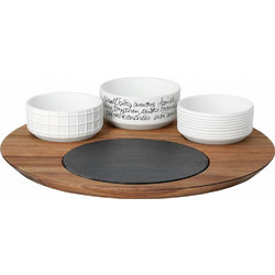 Ορντεβιέρα Snacks & Nibbles Together RD0018046 Φ30x1,5cm Natural-White Raeder Ξύλο,Πορσελάνη