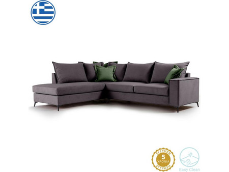 Pakoworld Romantic Γωνιακός Καναπές Δεξιά Γωνία Γκρι 290x235x95cm 168-000036