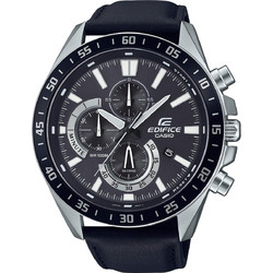 Casio Edifice Ανδρικό Ρολόι Χρονογράφος με Μαύρο Δερμάτινο Λουράκι EFV-620L-1AVUEF