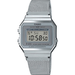 Casio Vintage Ψηφιακό Ανδρικό Ρολόι Χρονογράφος με Ασημί Μεταλλικό Μπρασελέ A700WEM-7AEF
