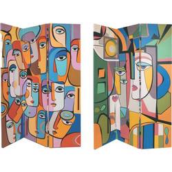 Παραβάν 2 Όψεων Πρόσωπα 810-00080 120x2,5x180cm Multi Estheti Home Ξύλο, Καμβάς