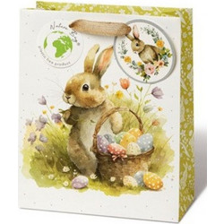 Τσάντα Δώρου Easter 23x19x9cm Λαγός Ακουαρέλα