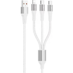 Vidvie CB4039 3 Σε1 Καλώδιο Φόρτισης και Μεταφοράς Δεδομένων USB Type-A Σε USB Type-C/Lightning/Micro Lenght 1.2M - Χρώμα: Λευκό