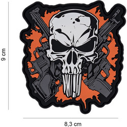 Σήμα Punish Skull Crossed guns 101INC - Μαύρο/Πορτοκαλί
