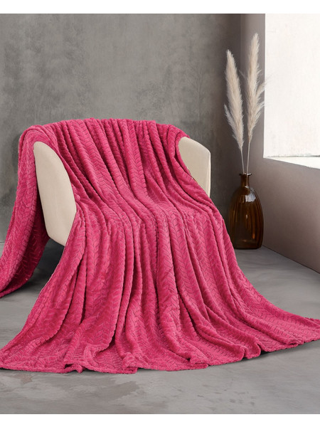Κουβέρτα 220x240 Υπέρδιπλη 260gsm Flannel Fleece Rythmos Harmonie- Φούξια