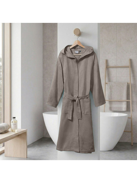 Beauty Home Μπουρνούζι Κολυμβητηρίου Microfiber με Κουκούλα Γκρι ART3474