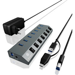 RaidSonic Icy Box IB-HUB1701-U3 USB Hub 3.0 USB-A με 7 Θύρες USB-A & Εξωτερική Παροχή Ρεύματος