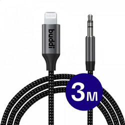 Καλώδιο Ήχου Buddi Flex Lightning (Male) σε AUX Jack 3.5mm (Male) με DAC Τσιπ 300cm 5 Έτη Εγγύηση - Black (8719246551765)