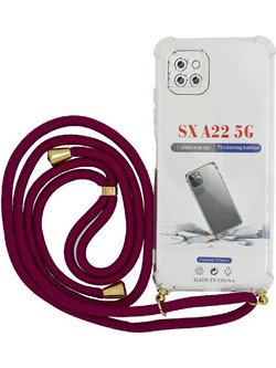Ancus Crossbody Back Cover Transparent / Burgundy (Samsung Galaxy A22 5G)