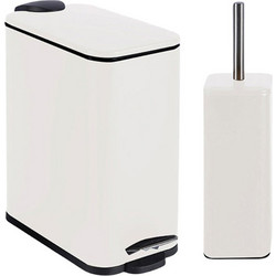 Σετ Πιγκάλ και Πεντάλ 5L Μεταλλικό Άσπρο 25x14x28cm