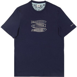 HENRY COTTONS T-SHIRT ΜΕ ΛΑΙΜΟΚΟΨΗ 100%ΒΑΜΒΑΚΙ ΜΕ ΣΤΑΜΠΑ ΨΑΡΑΚΙΑ ΕΜΠΡΟΣ ΚΑΝΟΝΙΚΗ ΓΡΑΜΜΗ