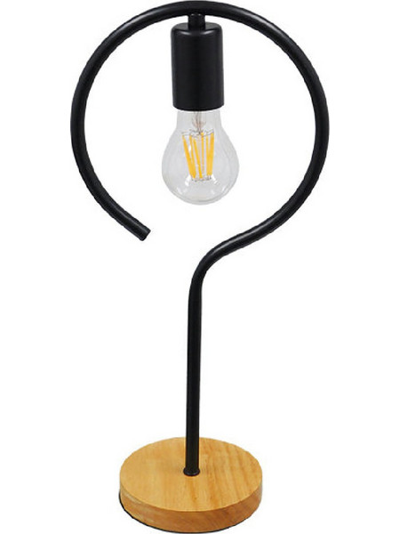 Globostar Round 01434 Πορτατίφ Ε27 Μαύρο Καφέ Φ20xΥ42cm