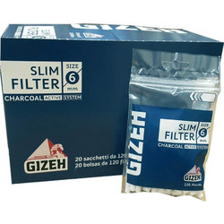 Gizeh Charcoal Slim 6mm 120 Φιλτράκια Συσκευασία 20 Τεμαχίων