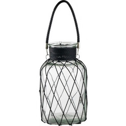 Artekko Clear Βάζο/Φανάρι Διάφανο Γυάλινο με Μεταλλικό Πλέγμα (17.5x17.5x30.5)cm