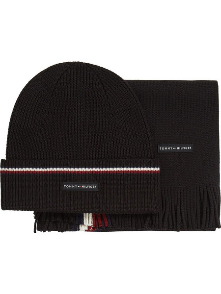 Ανδρικό Σετ Σκούφος & Κασκόλ TOMMY HILFIGER RWB Beanie & Scarf AM0AM13809/BDS Μαύρο