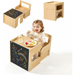 VEVOR Σετ τραπεζιού και καρέκλας Montessori για παιδιά 1-5 ετών, ξύλινο, με σκαλοπάτι, μαυροπίνακα και αποθηκευτικό χώρο ETDNZYTZBJBX5IO2Q001V0