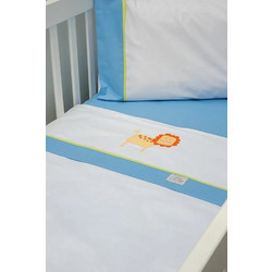 Baby Oliver Σετ Βρεφικά Σεντόνια Κούνιας Βαμβακερά 110x165 Des 440 White/Blue