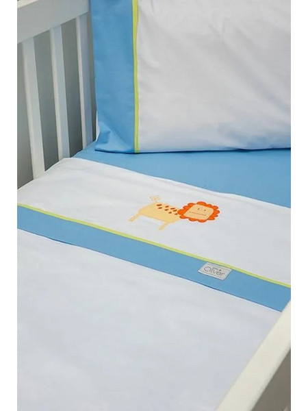Baby Oliver Σετ Βρεφικά Σεντόνια Κούνιας Βαμβακερά 110x165 Des 440 White/Blue