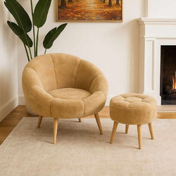 Sofa Del Atelier Πολυθρόνα Με Υποπόδιο Lida (Σετ 2Τμχ) 251BLS1144 75x42x100/45x45cm Brown