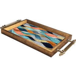 Δίσκος Σερβιρίσματος 903SRV1145 34x18x2cm Multi-Gold Aberto Design Γυαλί