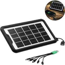 Φορητός Ηλιακός Φορτιστής Συσκευών 3.5W 6V με USB-A και Καλώδιο 5 σε 1 Μαύρος GD-10Xx GDSUPER