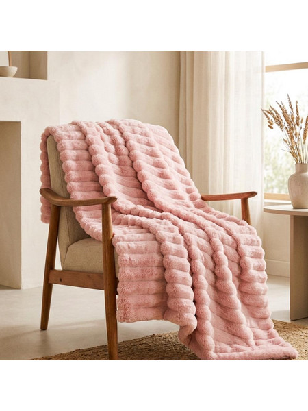 Κουβέρτα faux fur ροζ 150x200εκ