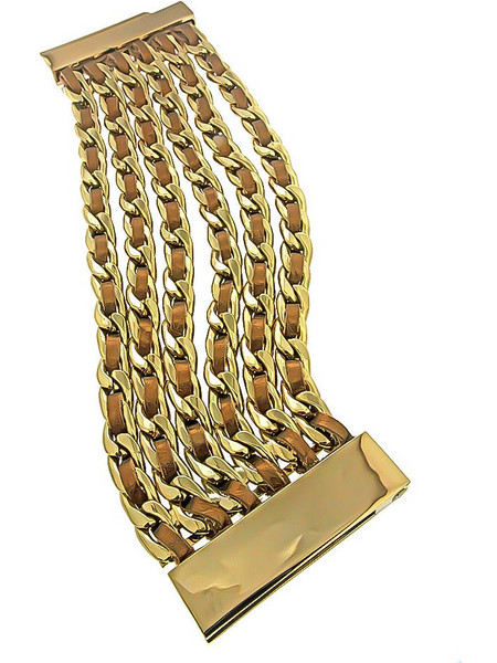 Βραχιόλι από επίχρυσο ορείχαλκο και δέρμα