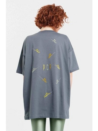 PCP Woman Short-Sleeve T-Shirt With Embroidery Downhill In Grey - Γυναικεία Γκρι Μπλούζα