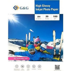 G&G Φωτογραφικό Χαρτί Gloss A4 (21x30) 180gr/m για Εκτυπωτές Inkjet 20 Φύλλα 20287