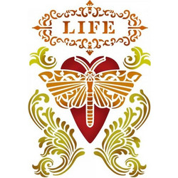 Stamperia Στένσιλ Life Heart with Dragonfly 20x15cm