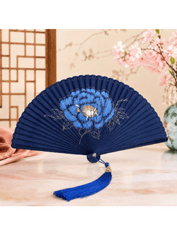 Βεντάλια Bamboo Μπλε Floral 18εκ