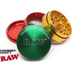 HAMMERCRAFT X RAW ALUMINIUM RASTA LARGE 63mm 4 PARTS GRINDER 716165304081