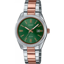 Casio Γυναικείο Ρολόι με Ασημί Ροζ Χρυσό Μεταλλικό Μπρασελέ LTP-1302PRG-3AVEF
