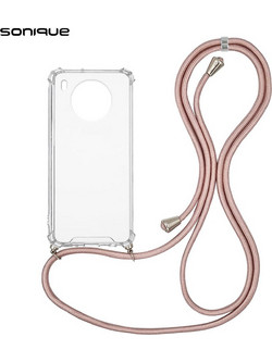 Sonique Armor Clear Θήκη Σιλικόνης με Κορδόνι (Honor 50 Lite / Nova 8i) Ροζ Χρυσό Σατινέ