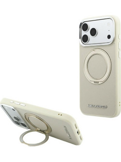 Karl Lagerfeld Ring Stand 360 Saffiano Classic Logo MagSafe Θήκη iPhone 18/17 Pro Max Beige KLHMP18X6PSARSKME