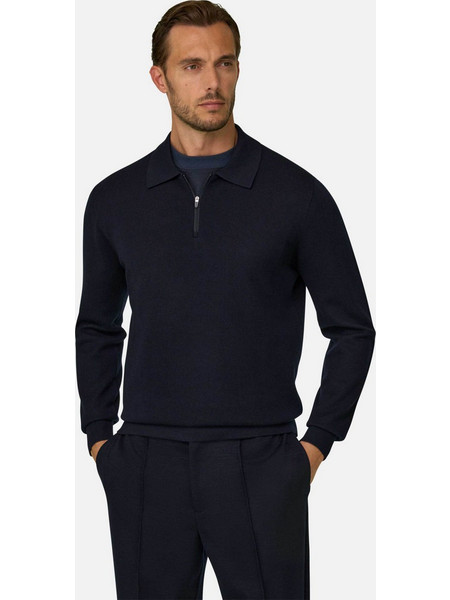 Boggi Milano Ανδρική Μπλούζα Polo Μακρυμάνικη Navy Μπλε BO26A089102